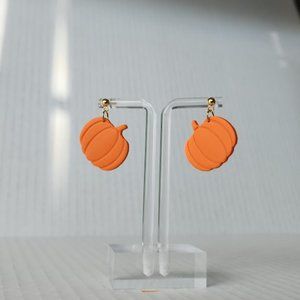 Pumpkin Orange Polymer clay earrings handmade Lightweight Hypoallergenic 1.25"